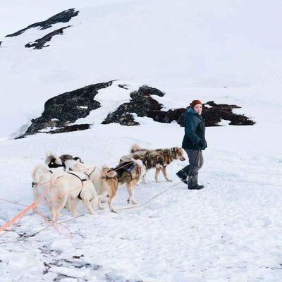 On the road in Greenland, north of the Arctic Circle